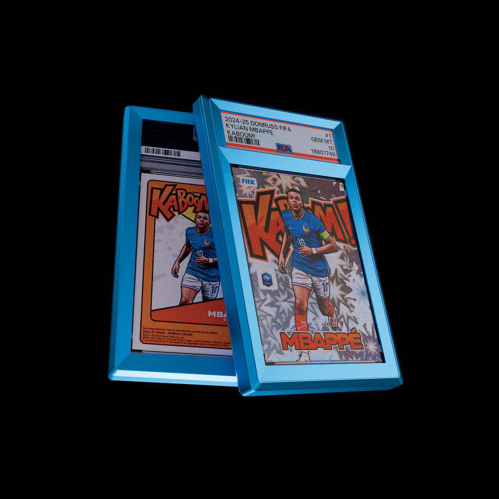 fofo 35pts blue graded card case with zinc alloy trim